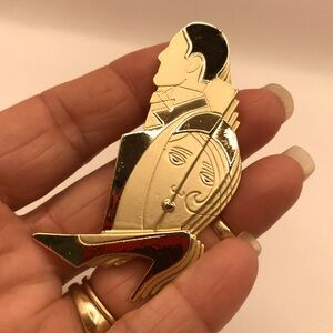 Vintage AJC Gold-Tone “The Woman with a Stiletto Heel” Brooch